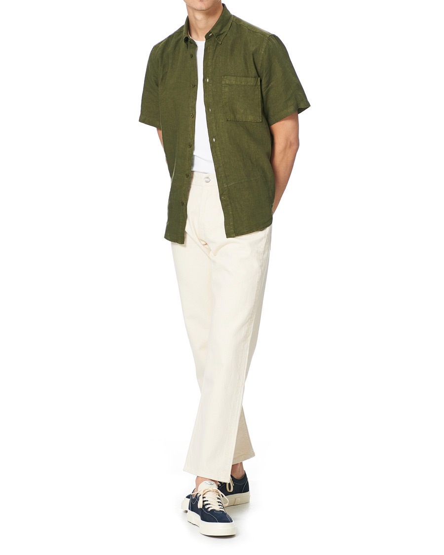 Mies | Alennusmyynti vaatteet | NN07 | Arne Linen Short Sleeve Shirt Dark Olive
