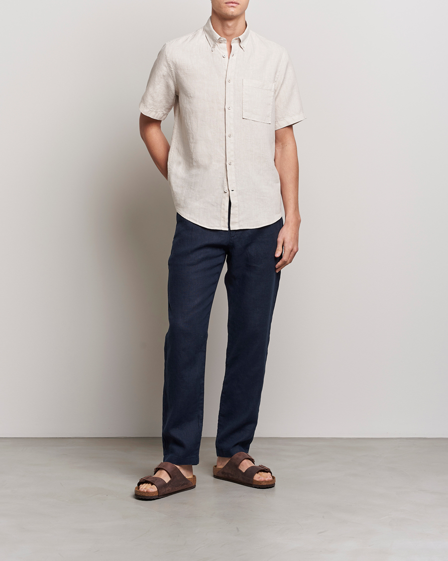 Mies | Kauluspaidat | NN07 | Arne Linen Short Sleeve Shirt Oat
