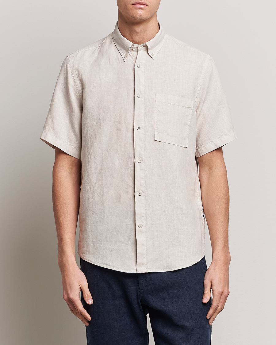 Mies | Kauluspaidat | NN07 | Arne Linen Short Sleeve Shirt Oat