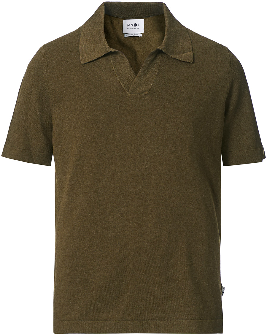 Mies | Pikeet | NN07 | Ryan Cotton/Linen Polo Dark Olive