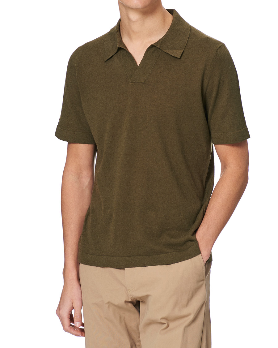 Mies | Pikeet | NN07 | Ryan Cotton/Linen Polo Dark Olive