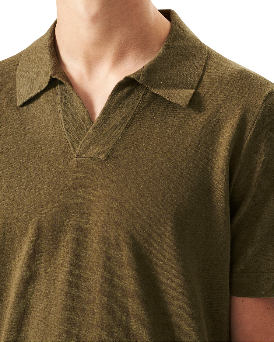Mies | Pikeet | NN07 | Ryan Cotton/Linen Polo Dark Olive