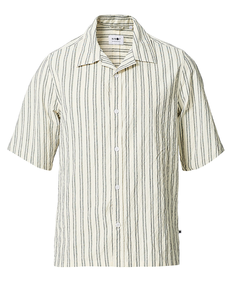 Mies | Kauluspaidat | NN07 | Ole Short Sleeve Striped Shirt White/Black