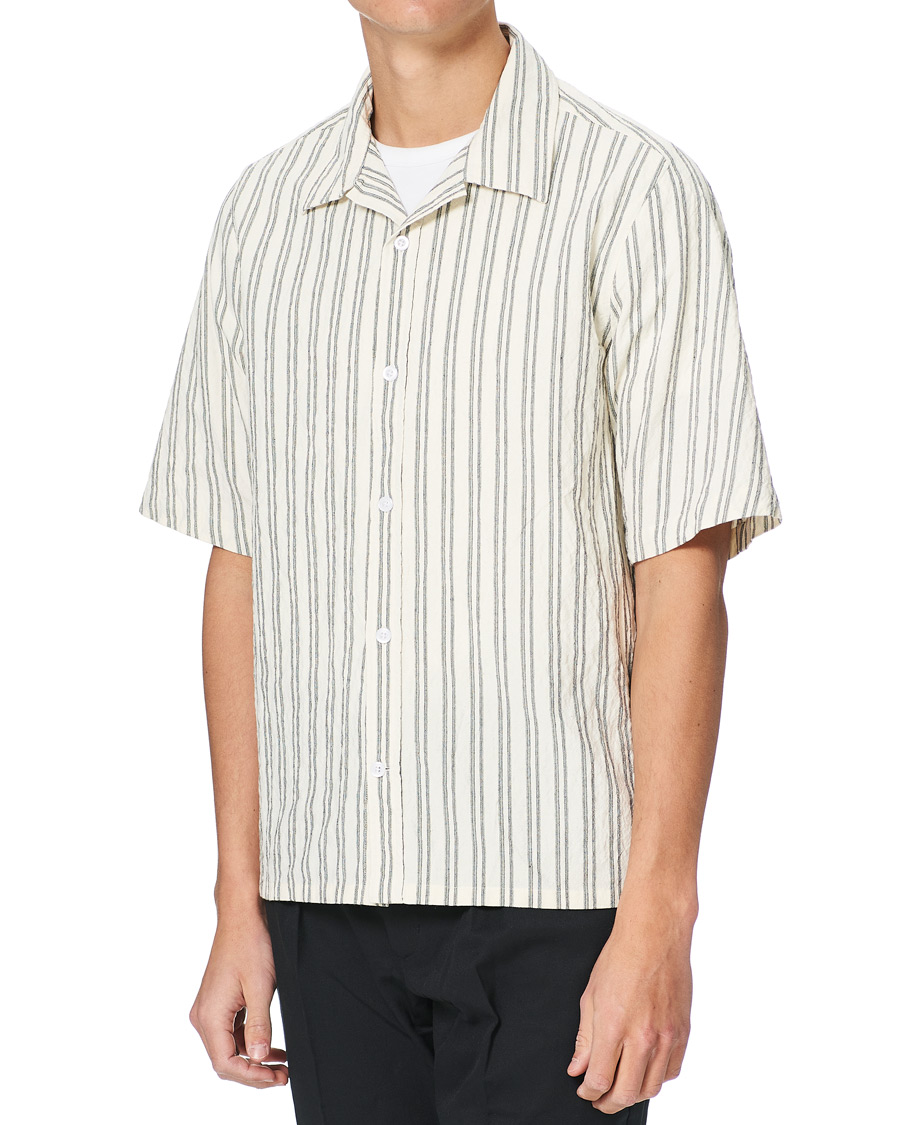 Mies | Kauluspaidat | NN07 | Ole Short Sleeve Striped Shirt White/Black