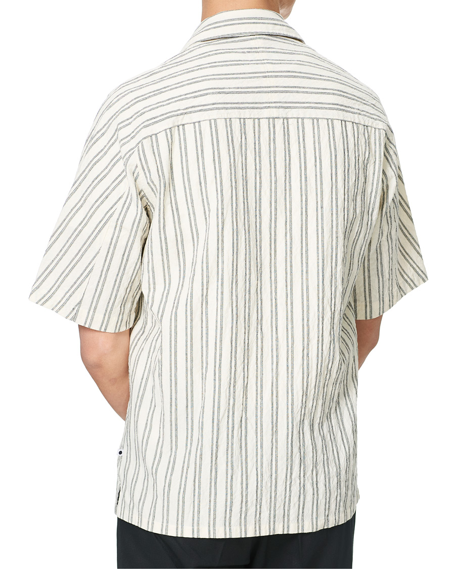 Mies | Kauluspaidat | NN07 | Ole Short Sleeve Striped Shirt White/Black
