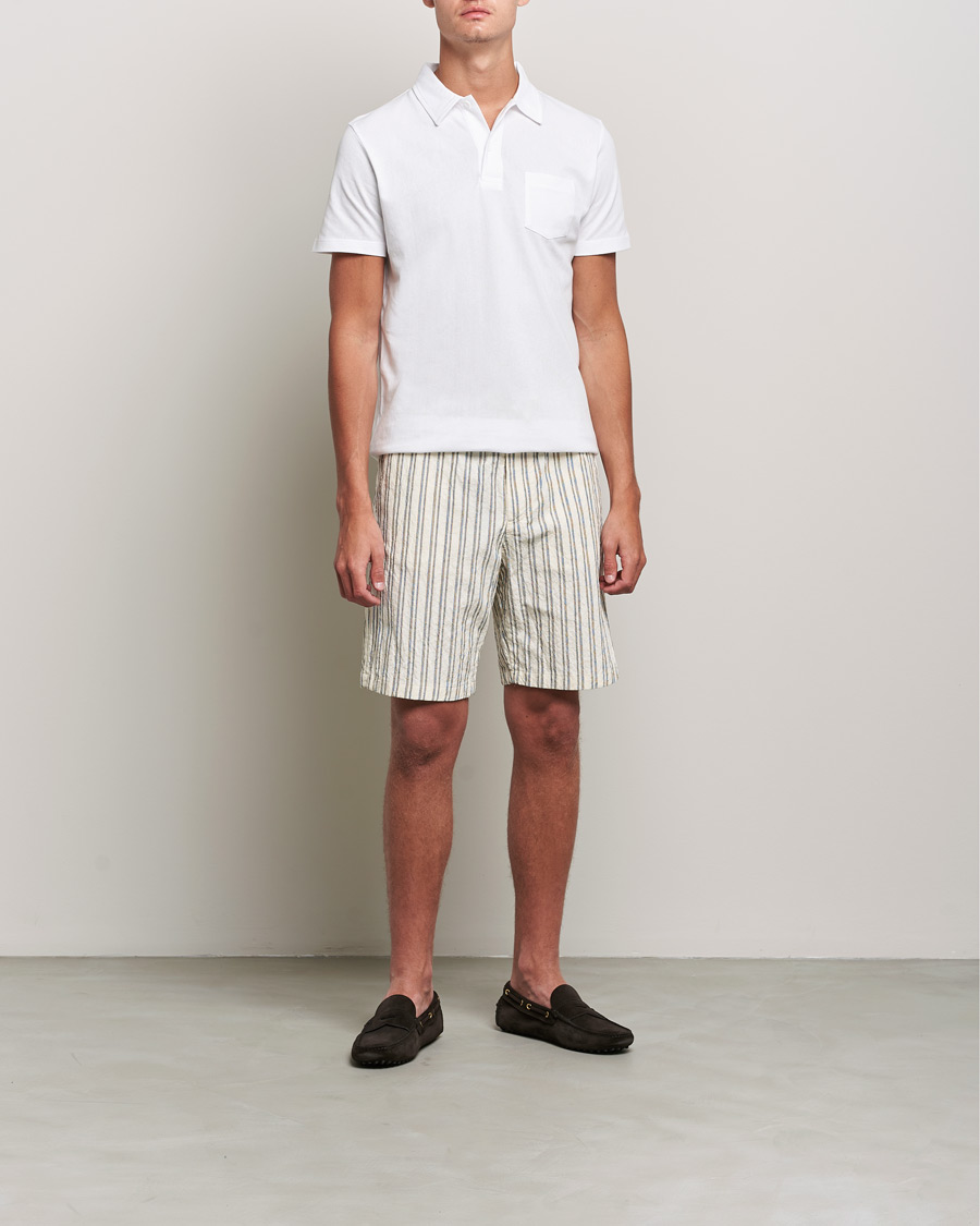 Mies | Shortsit | NN07 | Keith Striped Drawstring Shorts White/Black