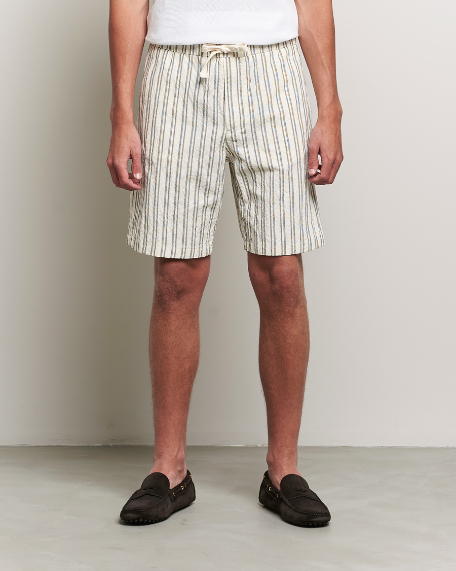 Mies |  | NN07 | Keith Striped Drawstring Shorts White/Black