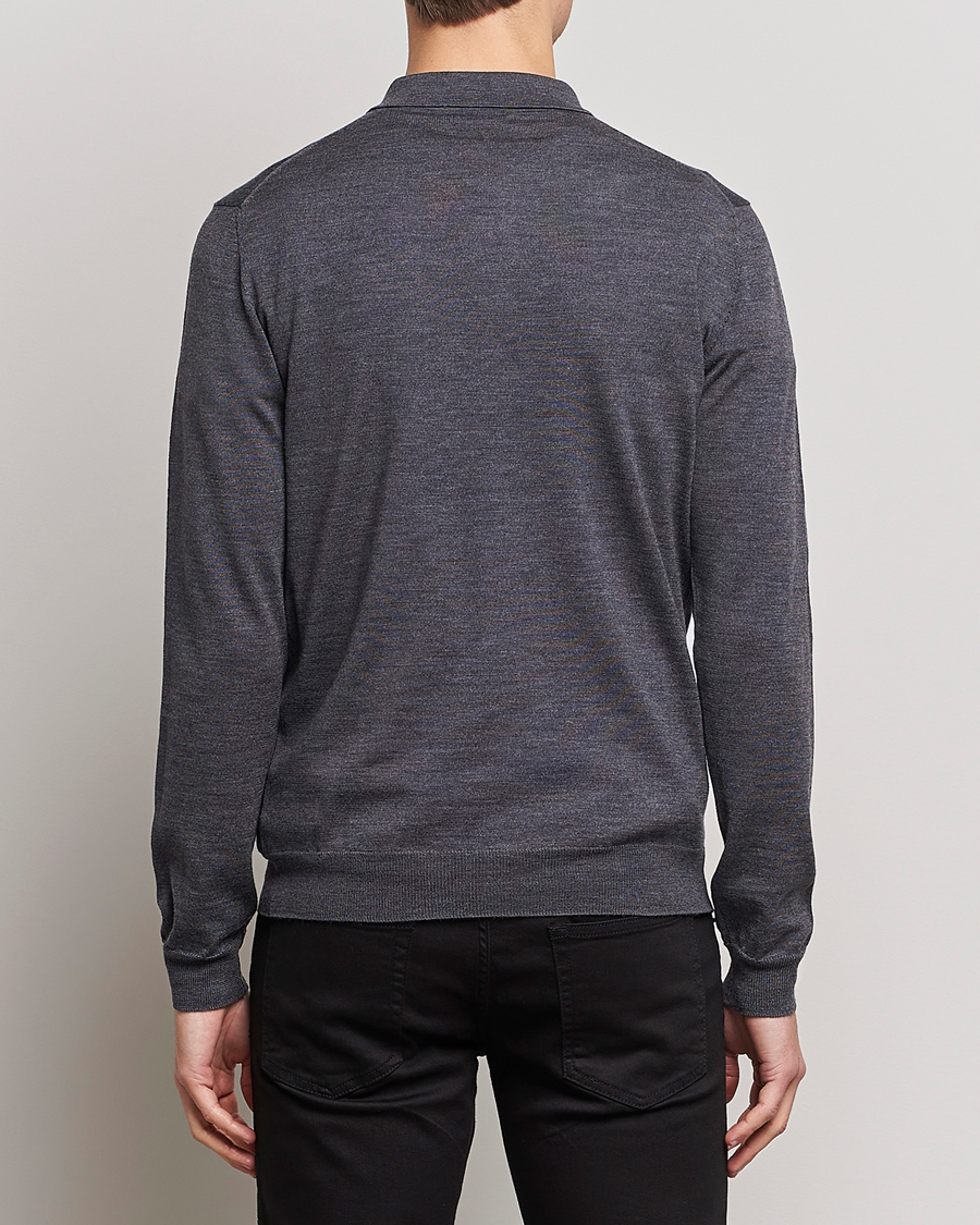 Mies | Puserot | J.Lindeberg | Noel Light Merino Polo Shirt Dark Grey Melange