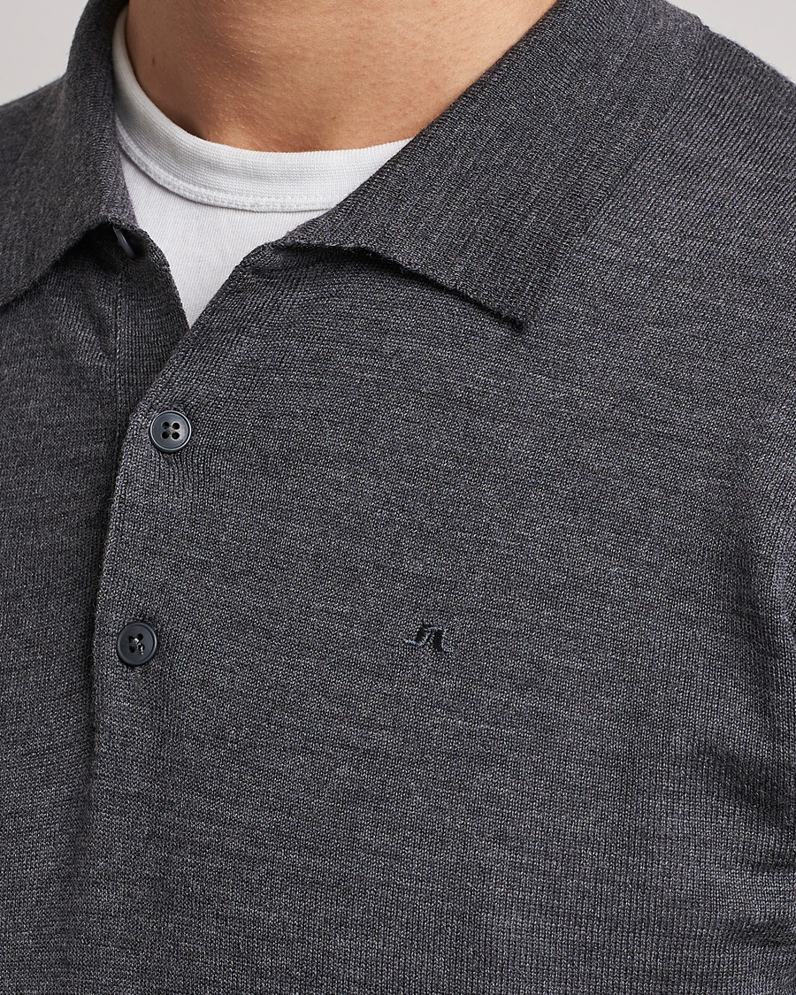 Mies | Puserot | J.Lindeberg | Noel Light Merino Polo Shirt Dark Grey Melange