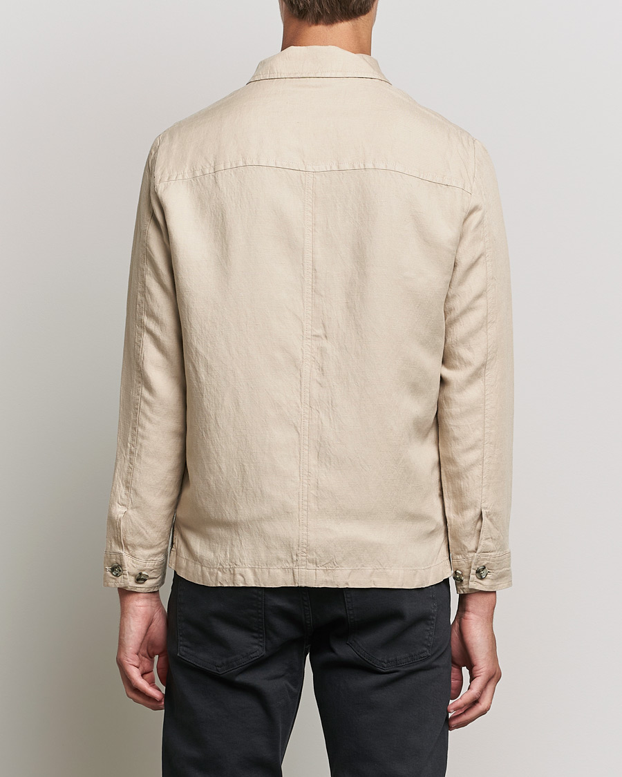 Mies | Kauluspaidat | J.Lindeberg | Jason Zip Linen Shirt Jacket Safari Beige
