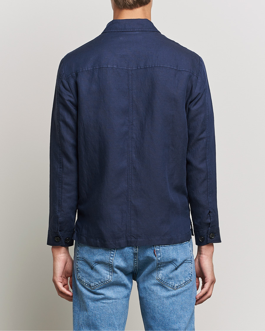 Mies | Takit | J.Lindeberg | Jason Zip Linen Shirt Jacket Navy