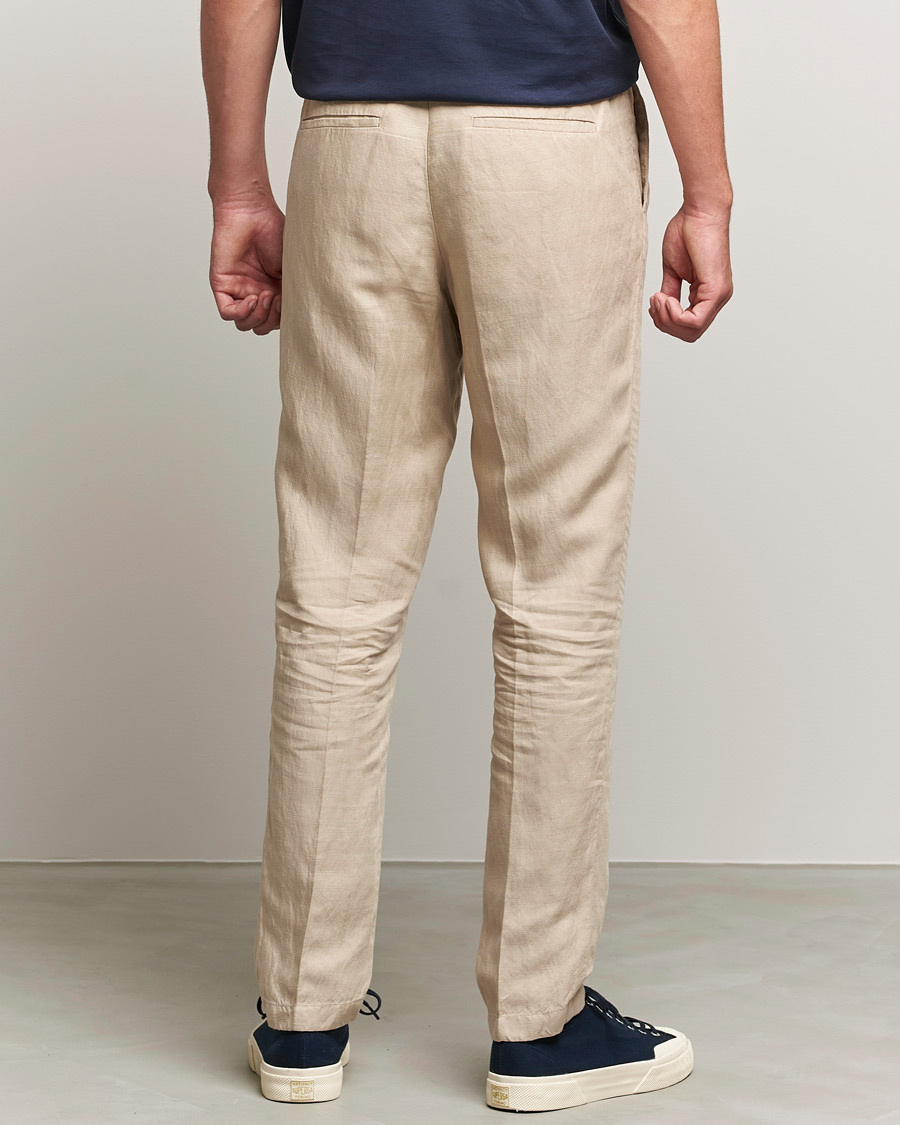 Mies | Housut | J.Lindeberg | Sasha Drape Linen Drawstring Trousers Safari Beige