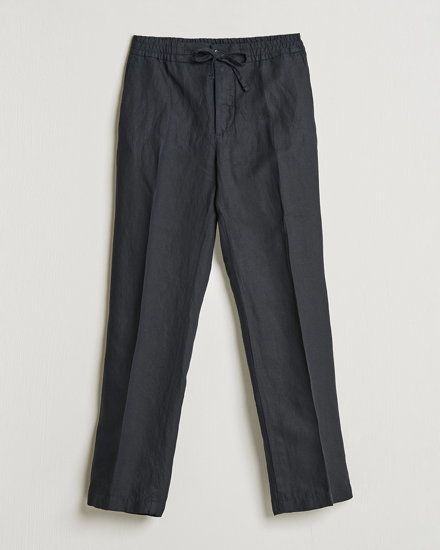 Miehet | Pellavahousut | J.Lindeberg | Sasha Drape Linen Drawstring Trousers Black