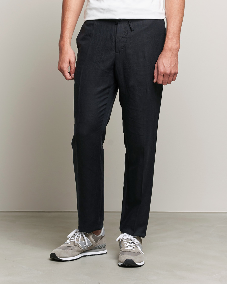 Mies | Housut | J.Lindeberg | Sasha Drape Linen Drawstring Trousers Black