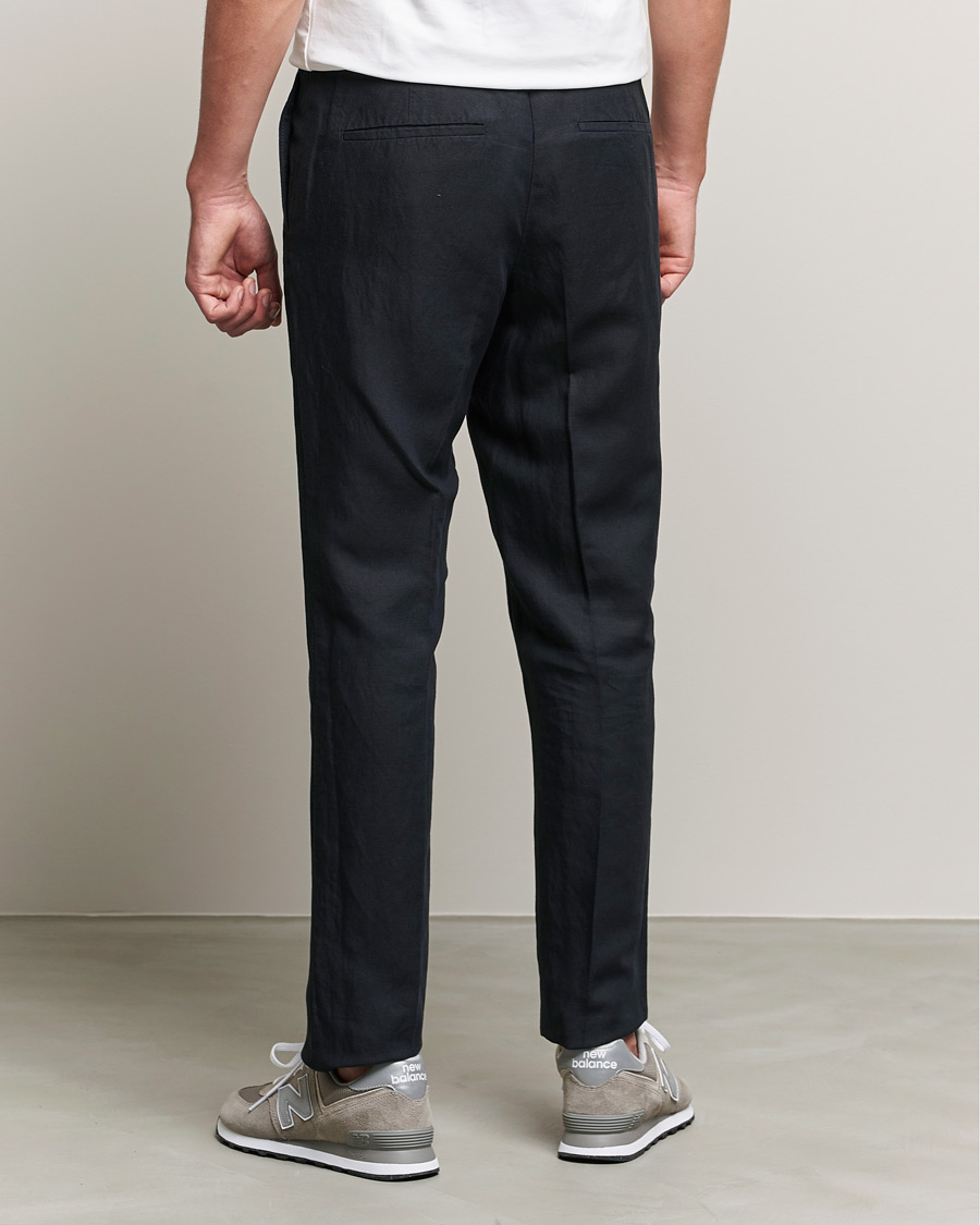 Mies | Housut | J.Lindeberg | Sasha Drape Linen Drawstring Trousers Black