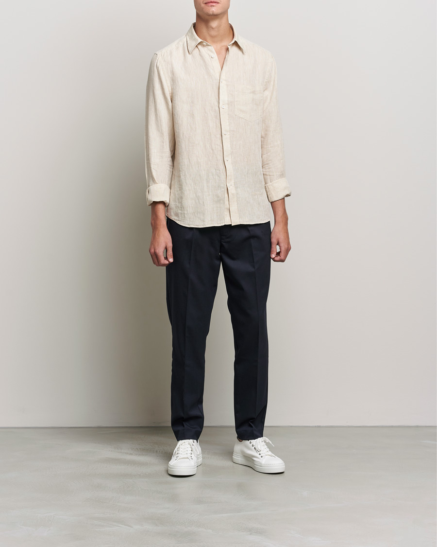Mies | Kauluspaidat | J.Lindeberg | Linen Melange Slim Shirt Safari Beige