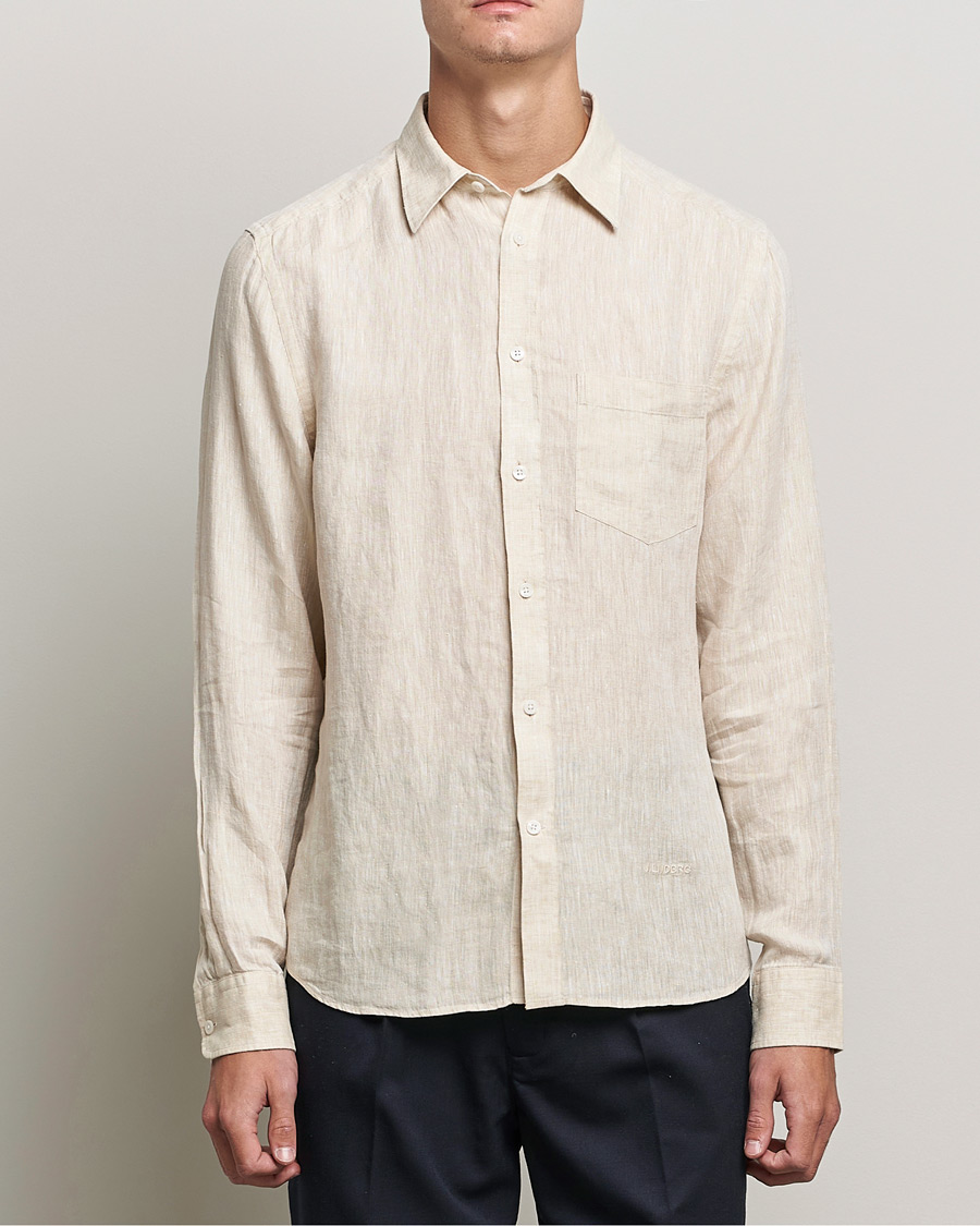 Mies | Kauluspaidat | J.Lindeberg | Linen Melange Slim Shirt Safari Beige