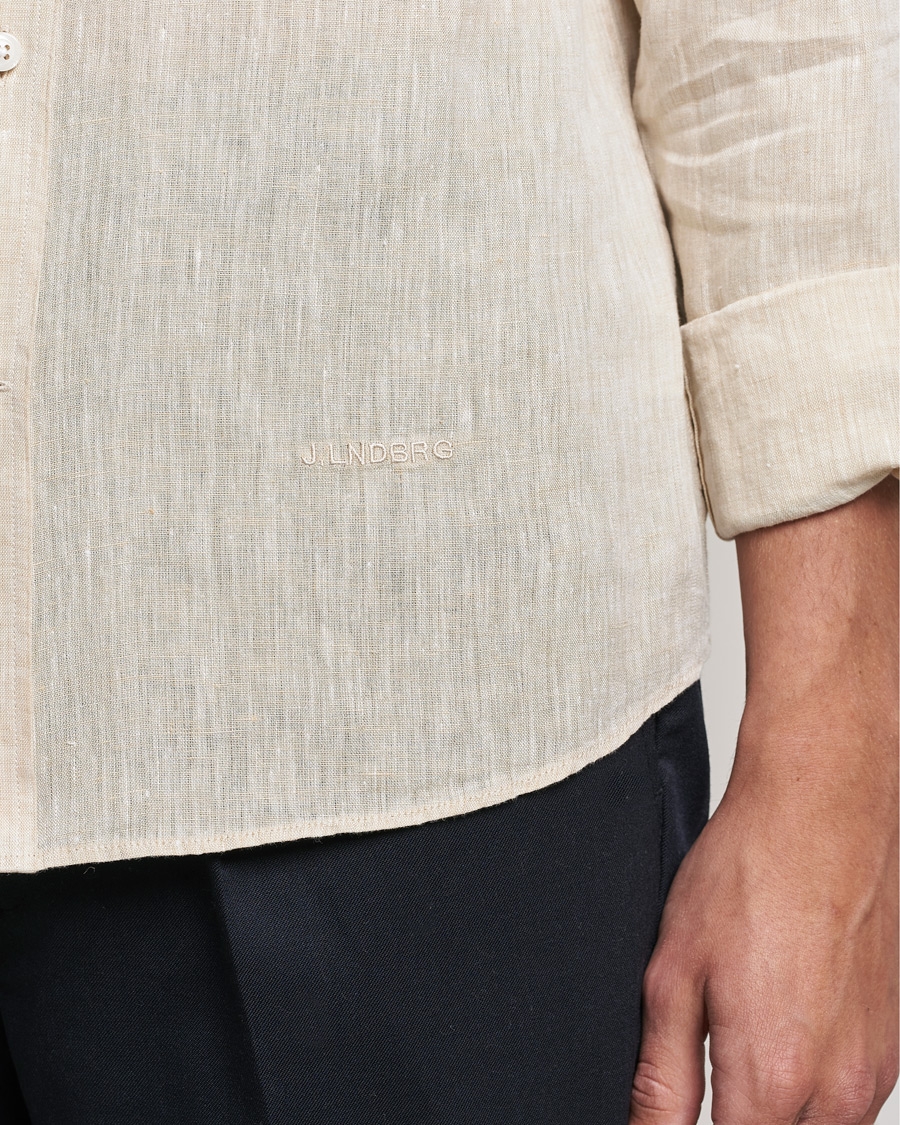 Mies | Kauluspaidat | J.Lindeberg | Linen Melange Slim Shirt Safari Beige
