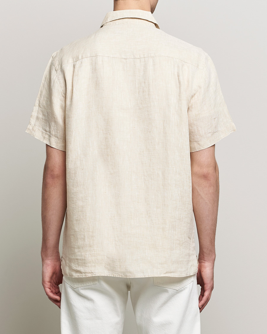 Mies | Kauluspaidat | J.Lindeberg | Linen Melange Short Sleeve Shirt Safari Beige