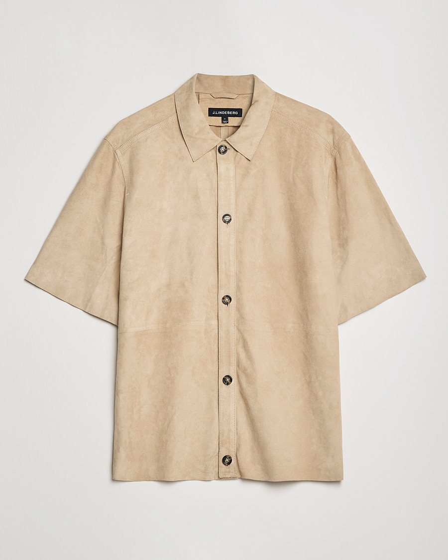 Mies | Kauluspaidat | J.Lindeberg | Shorty Short Sleeve Suede Shirt Safari Beige