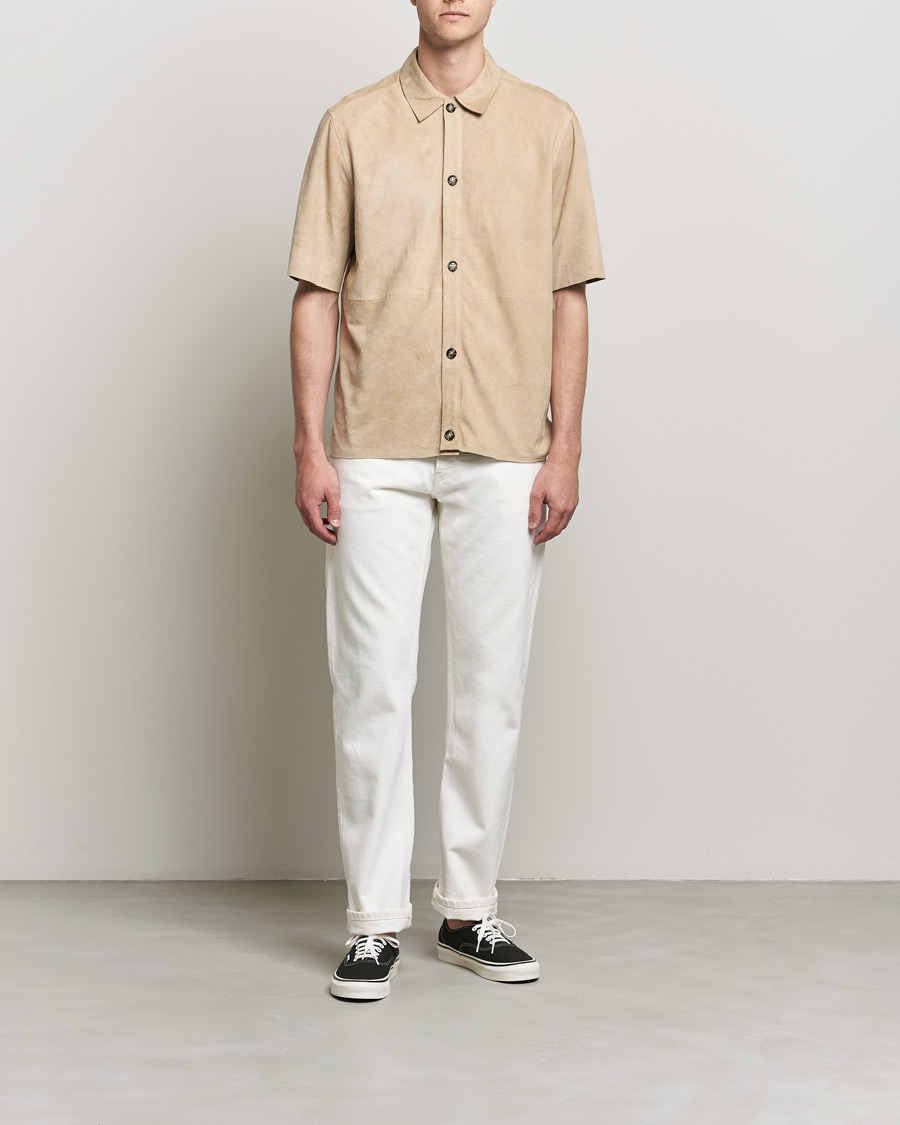 Mies | Kauluspaidat | J.Lindeberg | Shorty Short Sleeve Suede Shirt Safari Beige