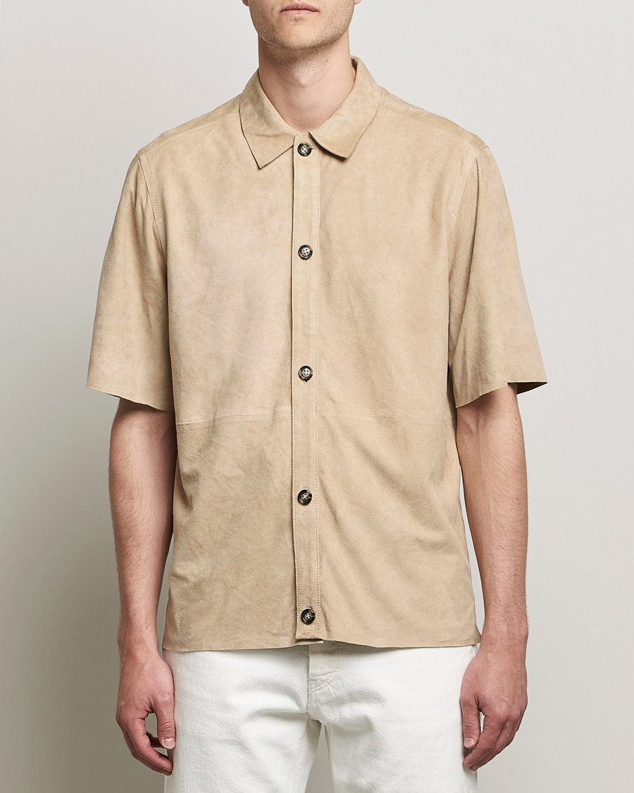 Mies | Kauluspaidat | J.Lindeberg | Shorty Short Sleeve Suede Shirt Safari Beige
