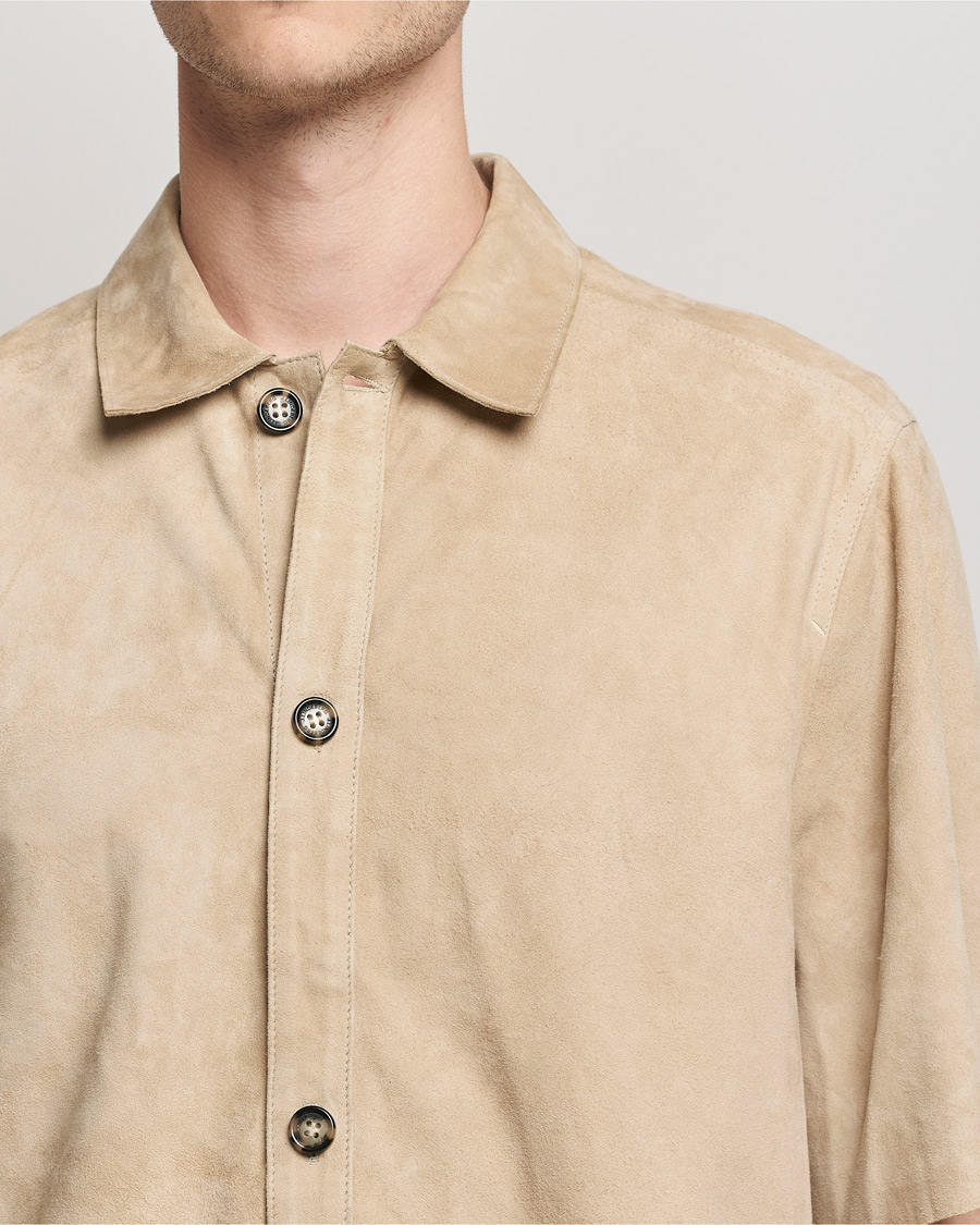 Mies | Kauluspaidat | J.Lindeberg | Shorty Short Sleeve Suede Shirt Safari Beige