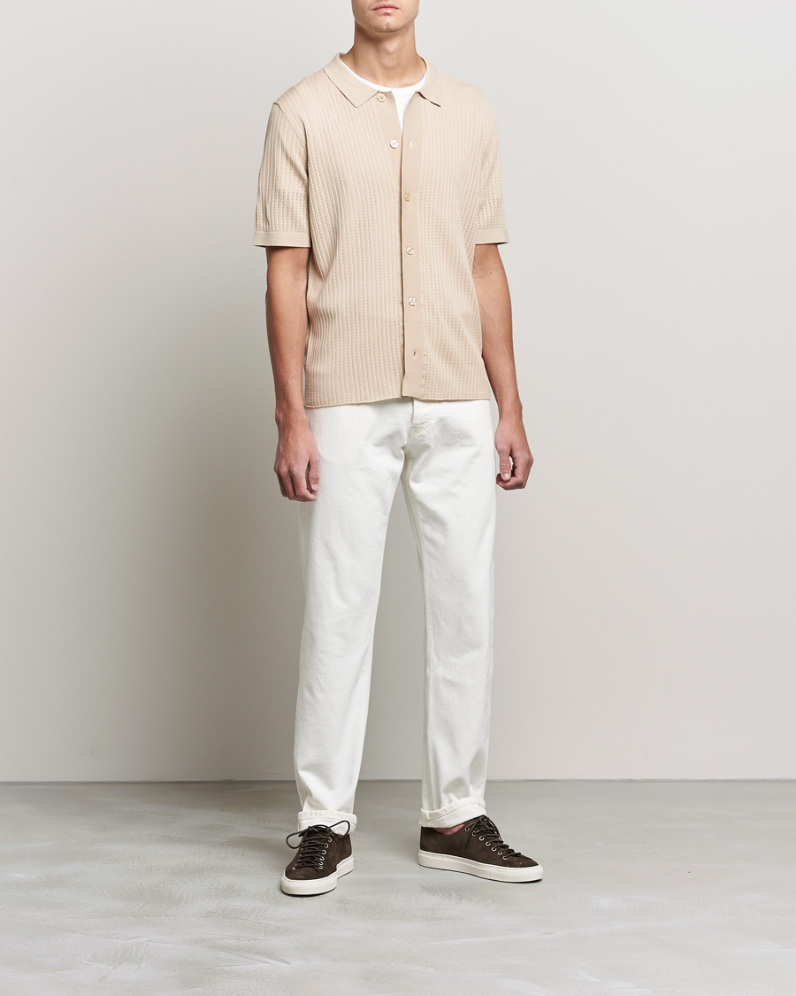 Mies | Kauluspaidat | J.Lindeberg | Skyler Rayon Silk Knit Shirt Safari Beige