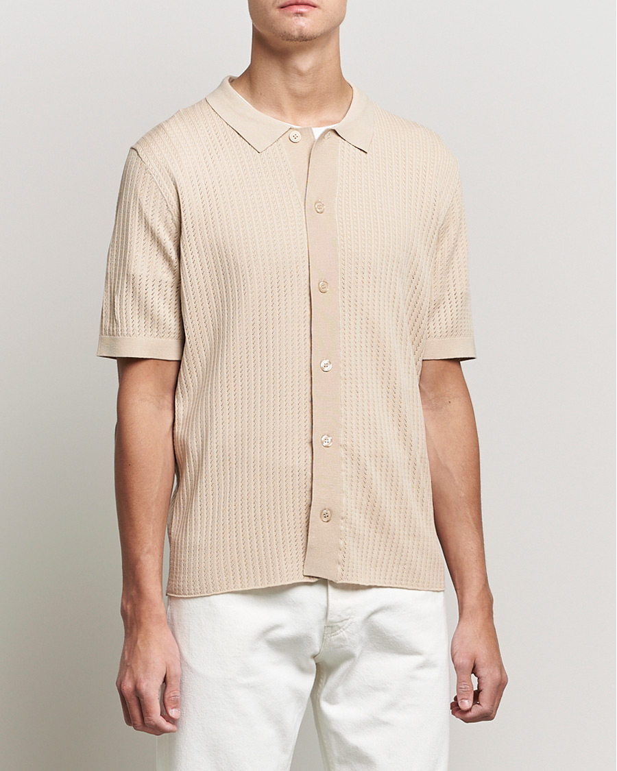 Mies | Kauluspaidat | J.Lindeberg | Skyler Rayon Silk Knit Shirt Safari Beige
