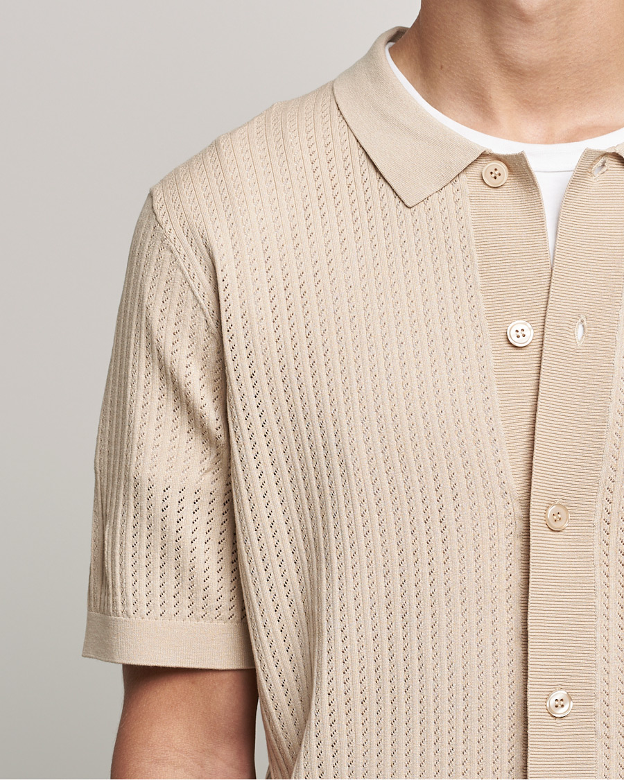 Mies | Kauluspaidat | J.Lindeberg | Skyler Rayon Silk Knit Shirt Safari Beige