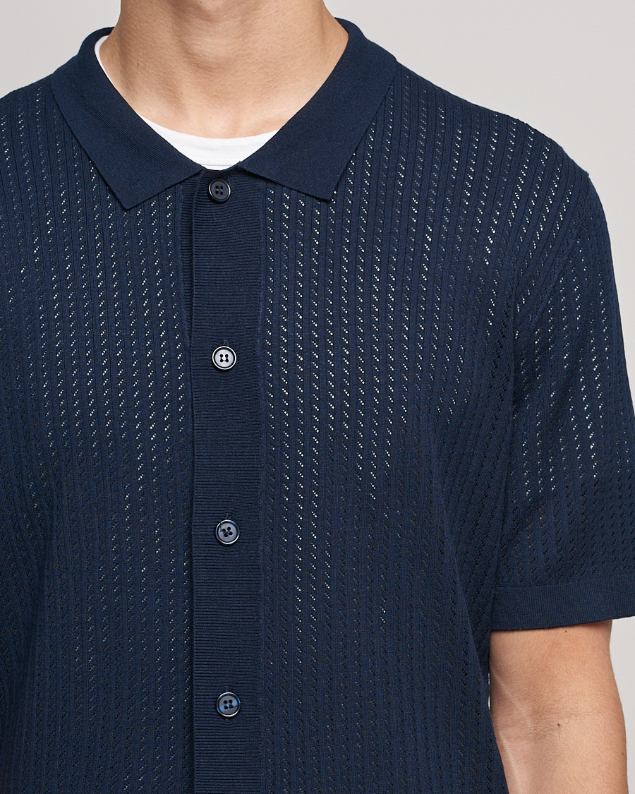 Mies | Kauluspaidat | J.Lindeberg | Skyler Rayon Silk Knit Shirt Navy