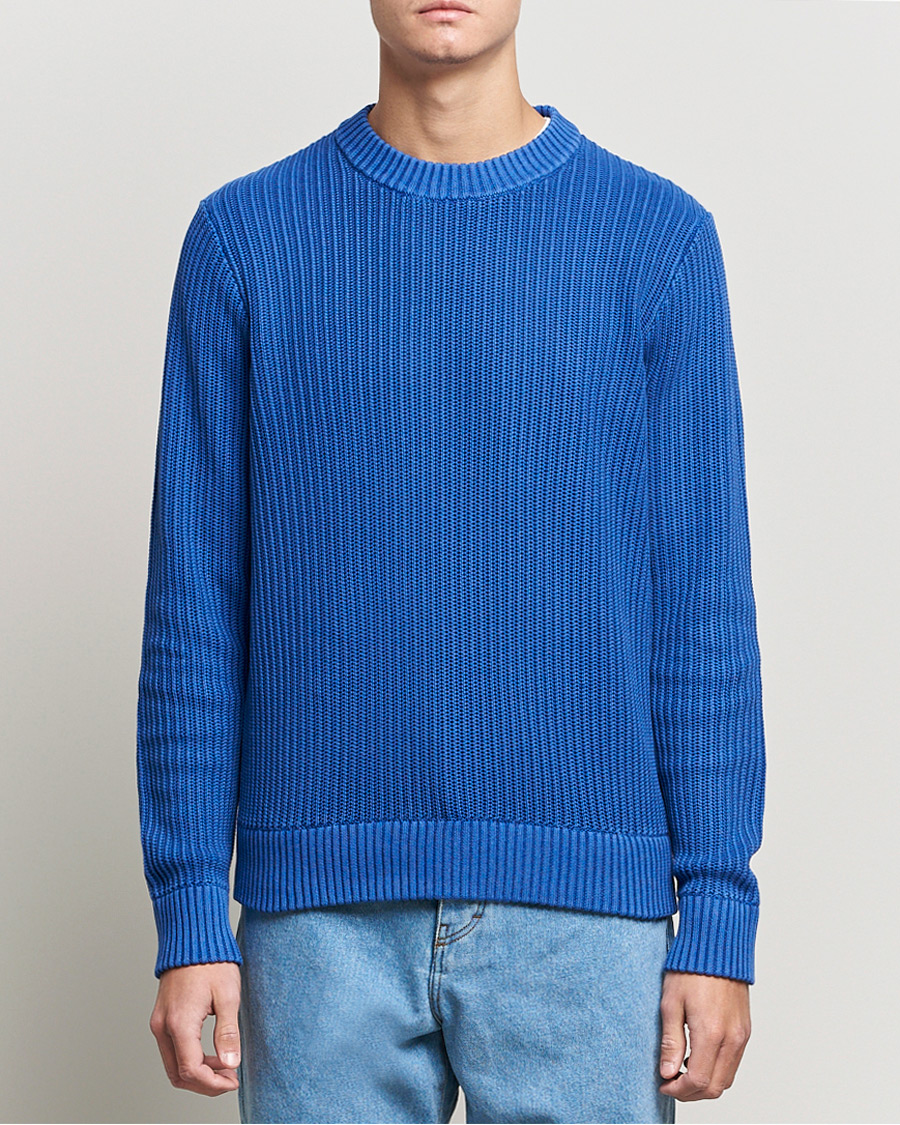Mies |  | J.Lindeberg | Coy Summer Structure Organic Cotton Sweater Royal Blue