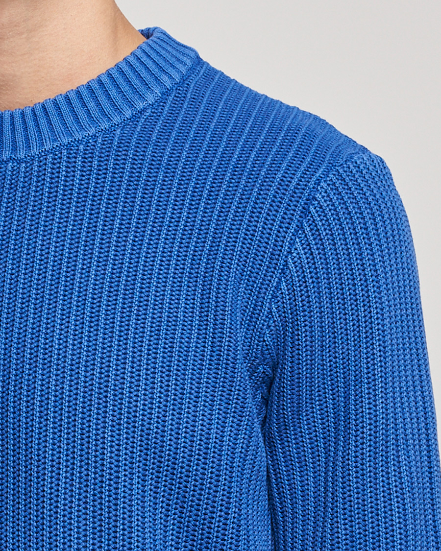 Mies | Puserot | J.Lindeberg | Coy Summer Structure Organic Cotton Sweater Royal Blue