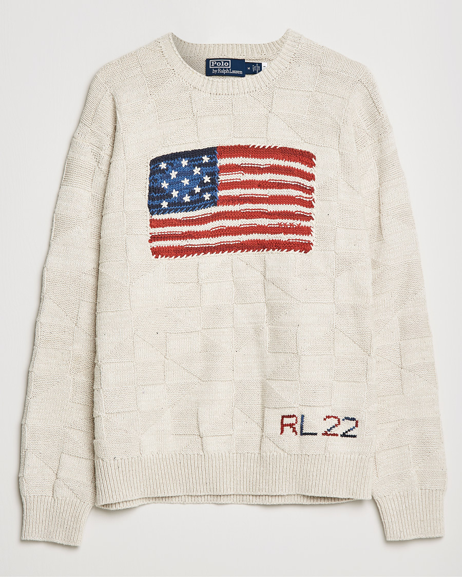 Miehet |  | Polo Ralph Lauren | Patchwork Knitted Flag Sweater Creme