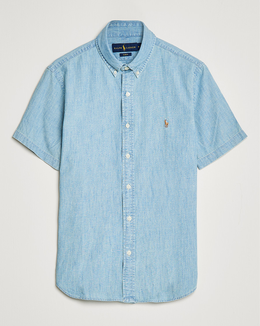 Mies | Kauluspaidat | Polo Ralph Lauren | Slim Fit Short Sleeve Chambray Shirt Light Indigo