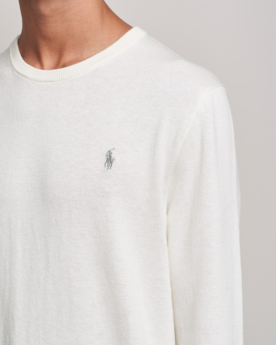 Mies | Puserot | Polo Ralph Lauren | Cotton/Cashmere Crew Neck Pullover Deckwash White