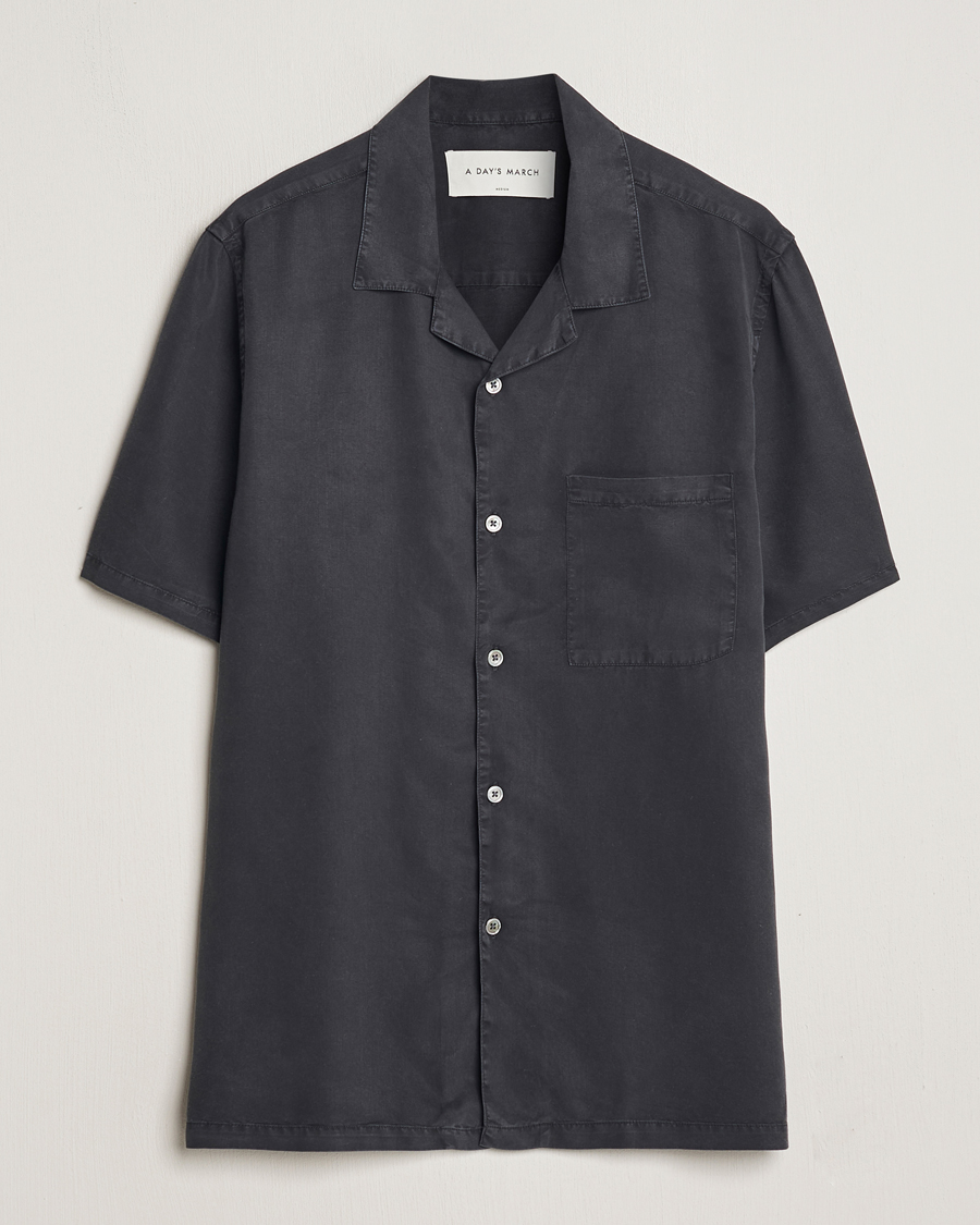 Mies | Kauluspaidat | A Day's March | Yamu Lyocell Shirt Off Black