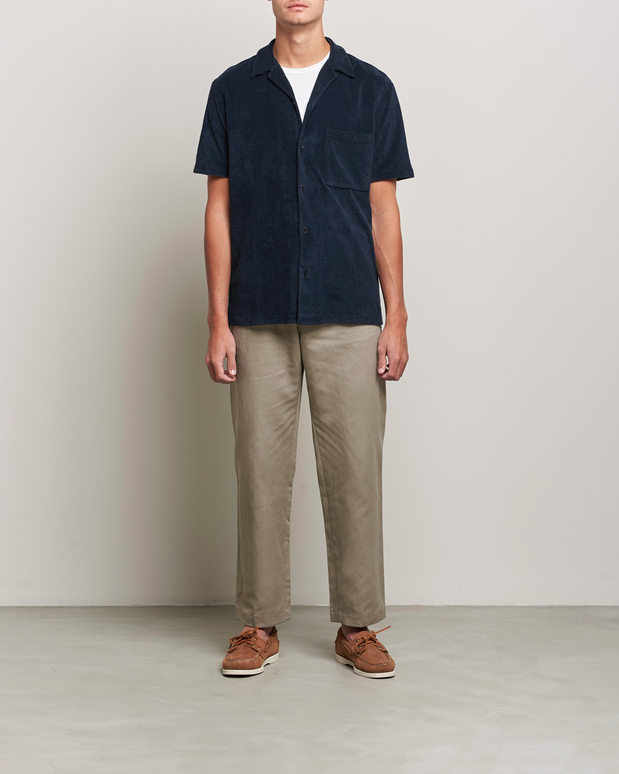 Mies | Kauluspaidat | A Day's March | Yamu Short Sleeve Terry Shirt Navy