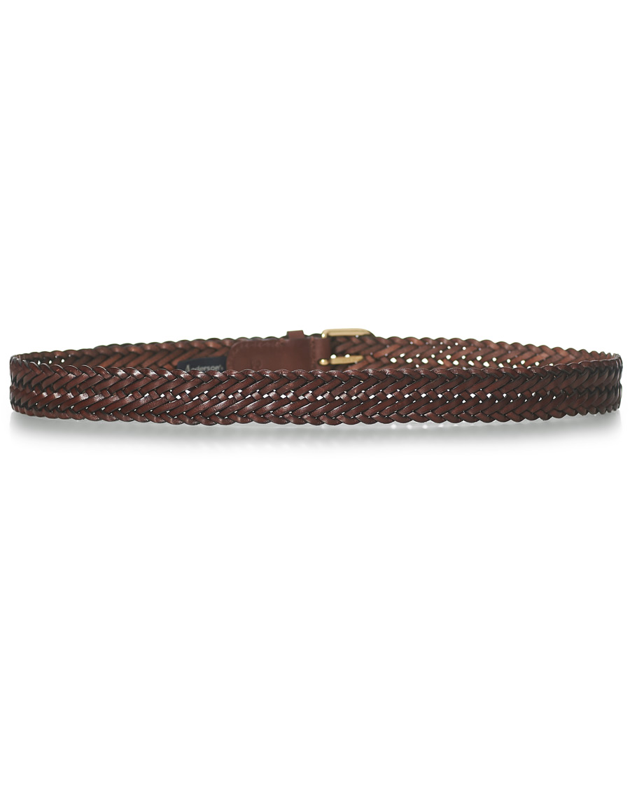 Mies | Anderson's Woven Leather Belt 3 cm Dark Brown | Anderson's | Woven Leather Belt 3 cm Dark Brown