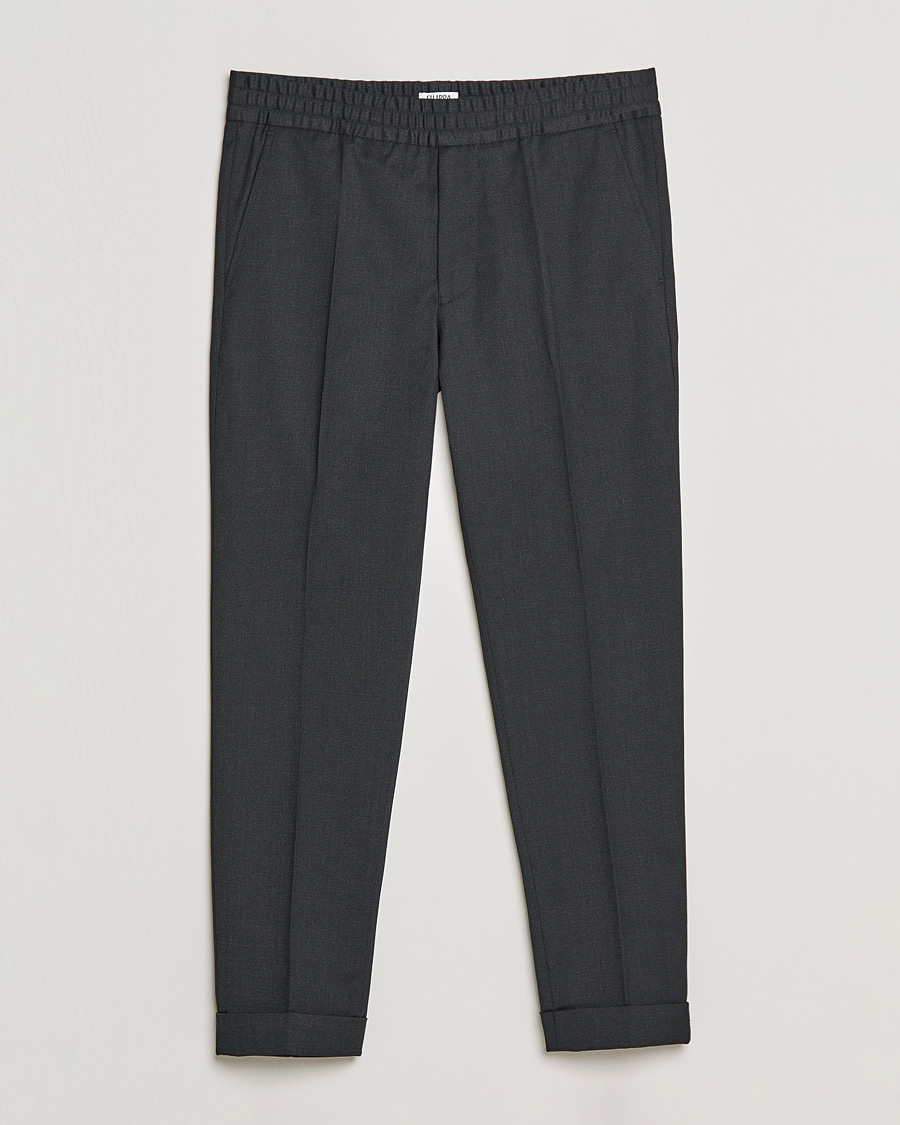 Mies | Housut | Filippa K | Terry Gabardine Cropped Turn Up Trousers Anthracite
