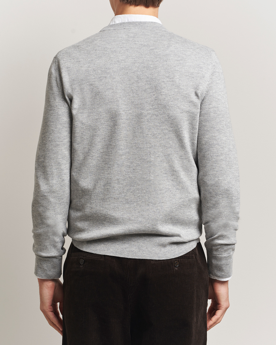 Mies | Puserot | Filippa K | Cotton Merino Basic Sweater Light Grey Melange
