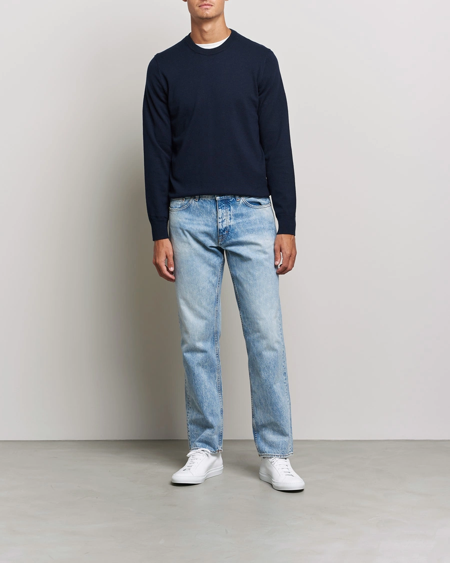 Mies | Puserot | Filippa K | Cotton Merino Basic Sweater Navy