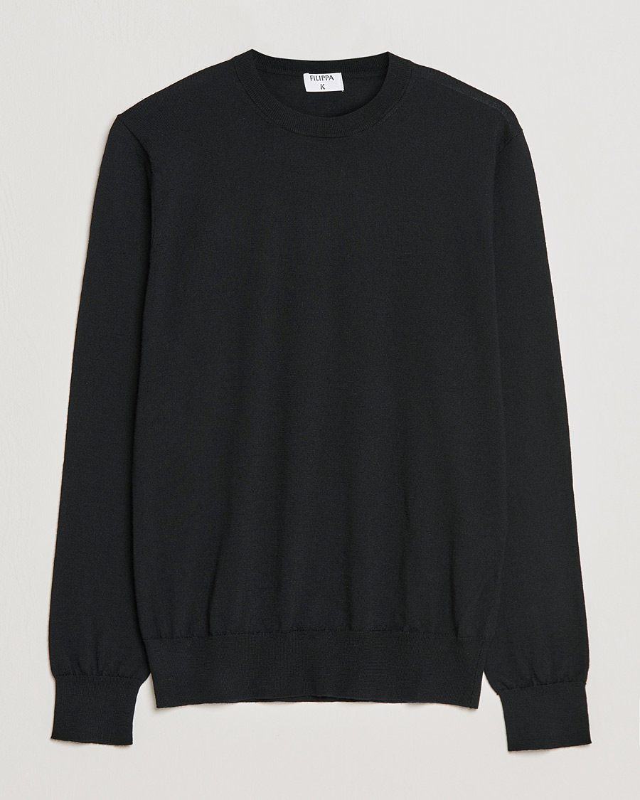 Mies | Puserot | Filippa K | Merino Round Neck Sweater Black