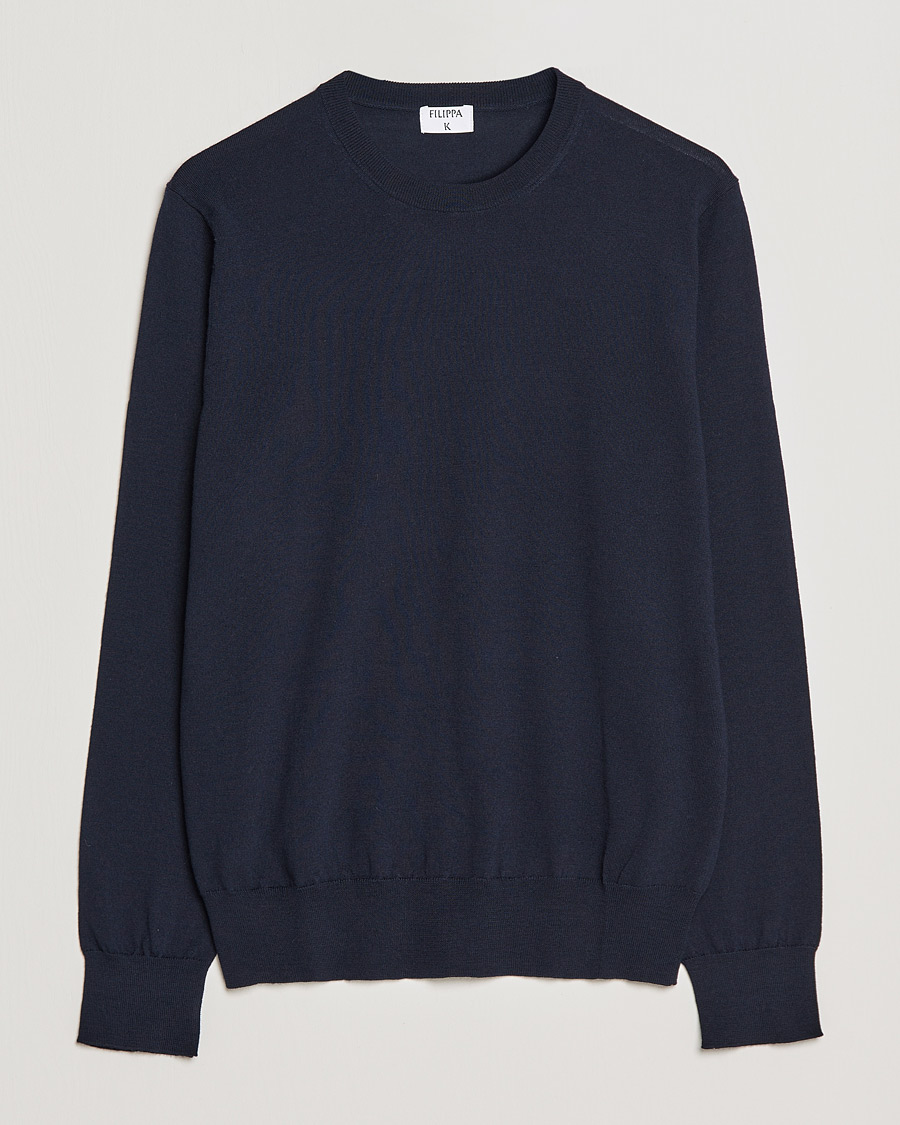 Mies | Puserot | Filippa K | Merino Round Neck Sweater Navy
