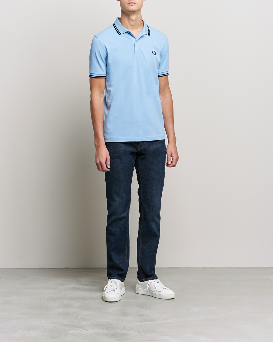 Mies | Pikeet | Fred Perry | Twin Tip Polo Sky Blue Black