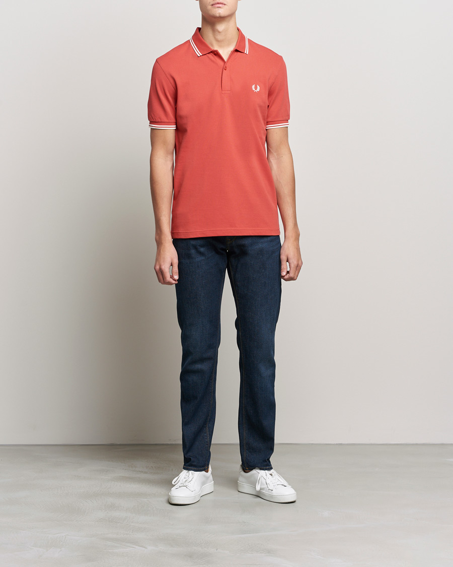 Mies | Pikeet | Fred Perry | Twin Tip Polo Washed Red