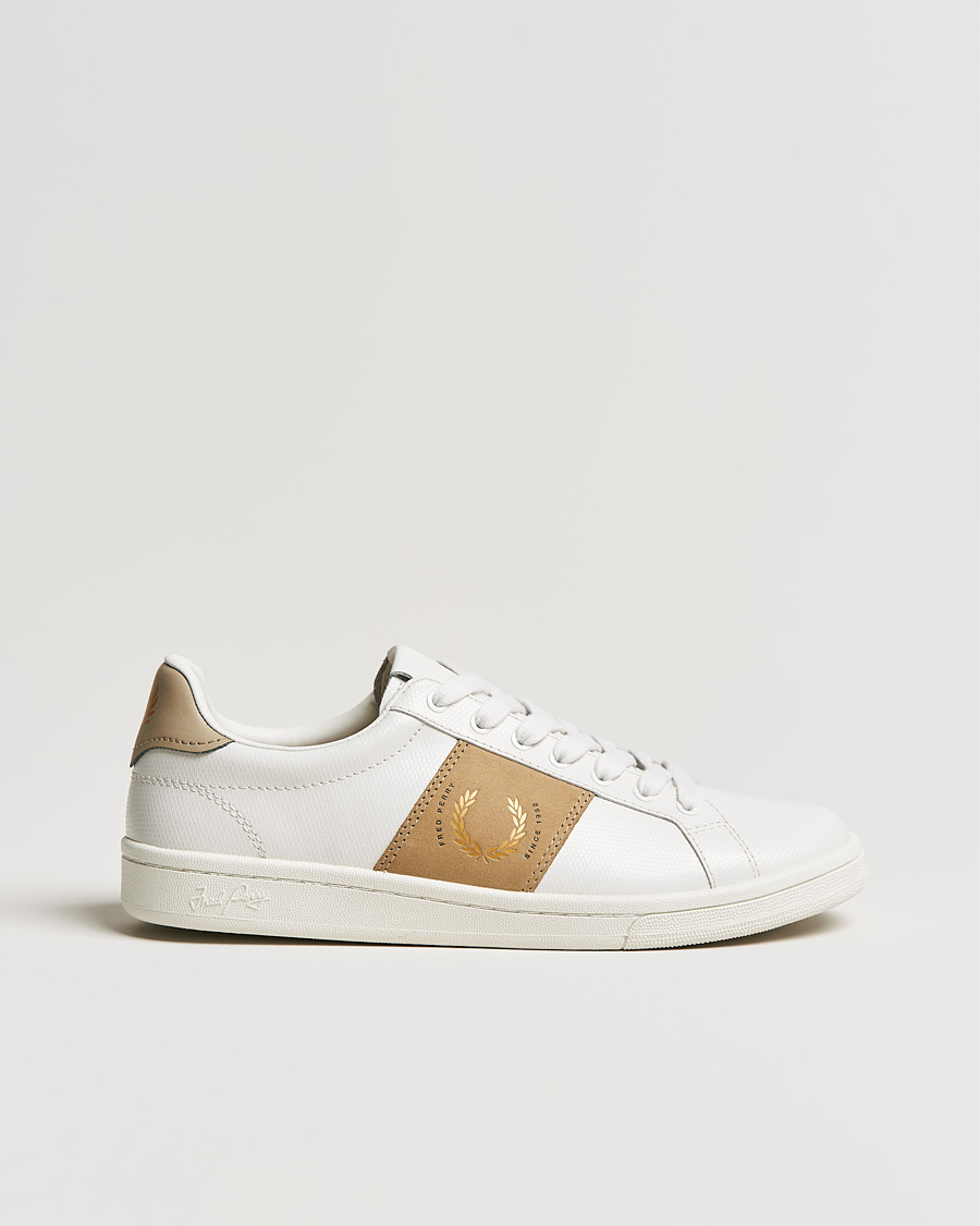 Mies | Fred Perry B721 Pique Embossed Leather Sneaker Porcelain | Fred Perry | B721 Pique Embossed Leather Sneaker Porcelain