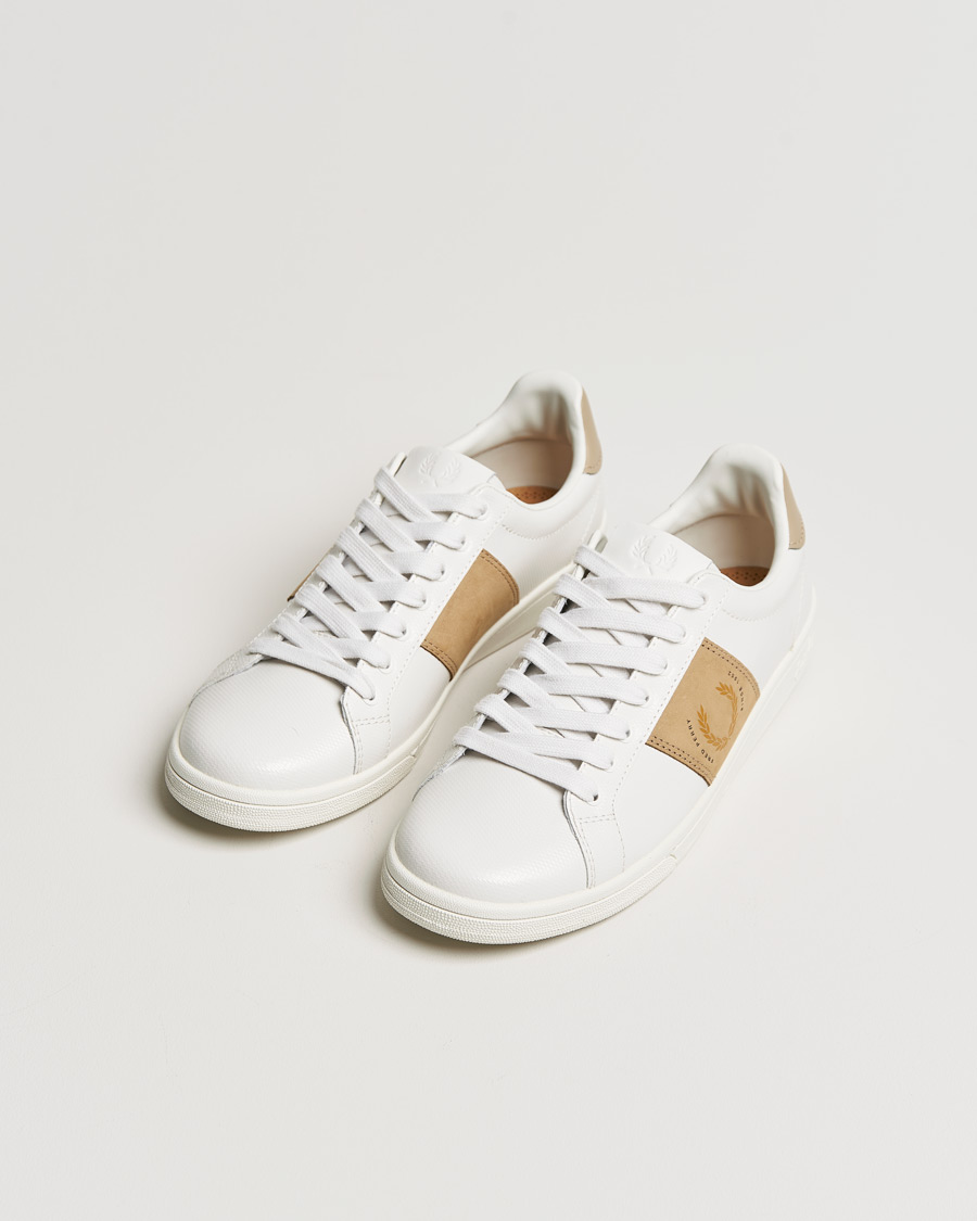 Mies | Fred Perry B721 Pique Embossed Leather Sneaker Porcelain | Fred Perry | B721 Pique Embossed Leather Sneaker Porcelain