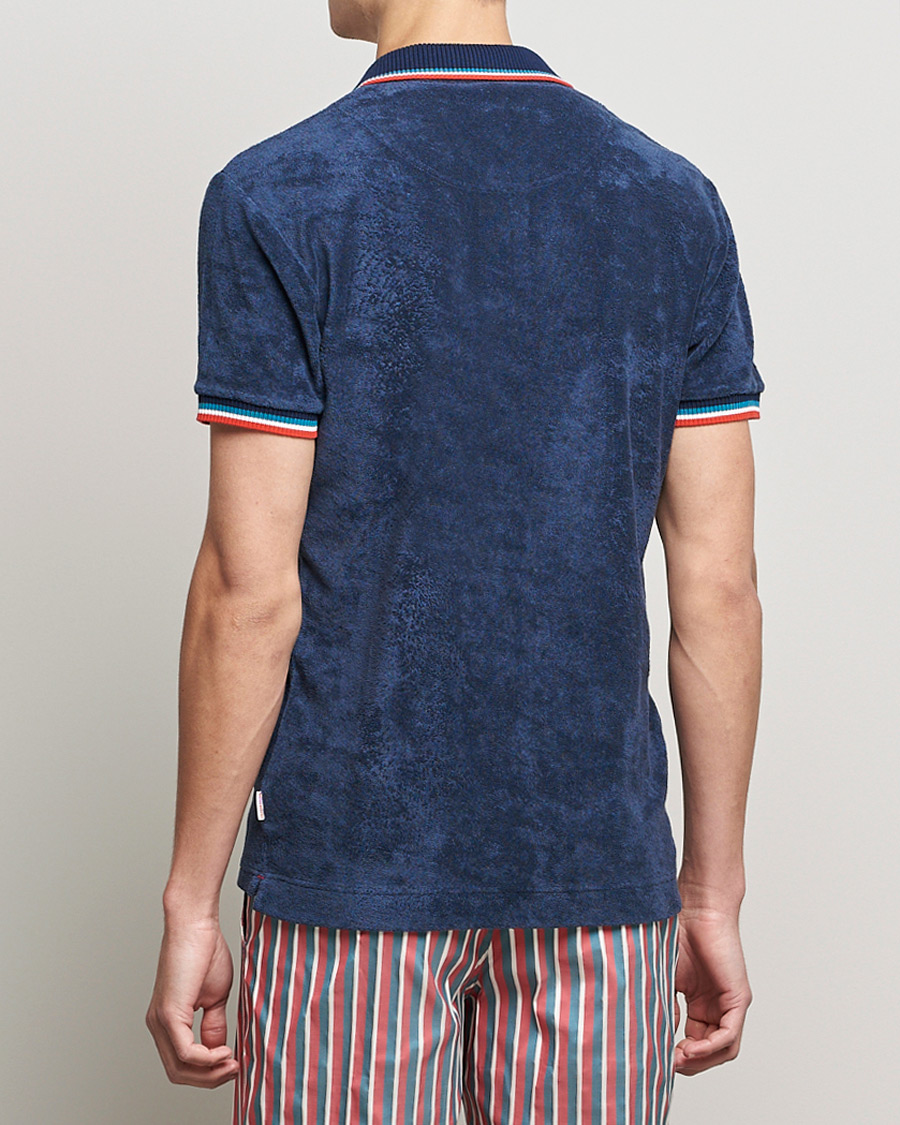 Mies | Pikeet | Orlebar Brown | Jarrett Towelling Striped Tipping Polo Navy