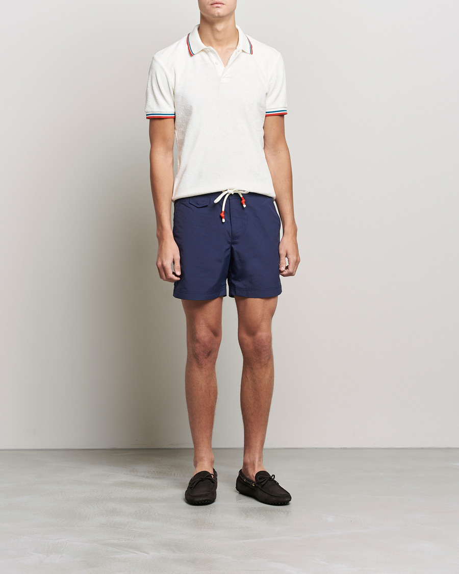 Mies |  | Orlebar Brown | Jarrett Towelling Striped Tipping Polo White Sand